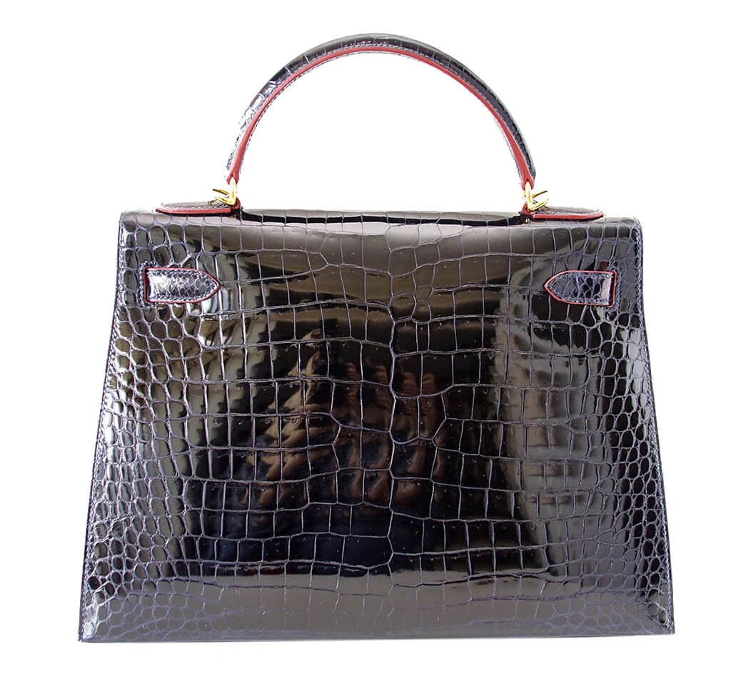 Hermès Crocodile Kelly Blue Marine Bag - Crowned Bag
