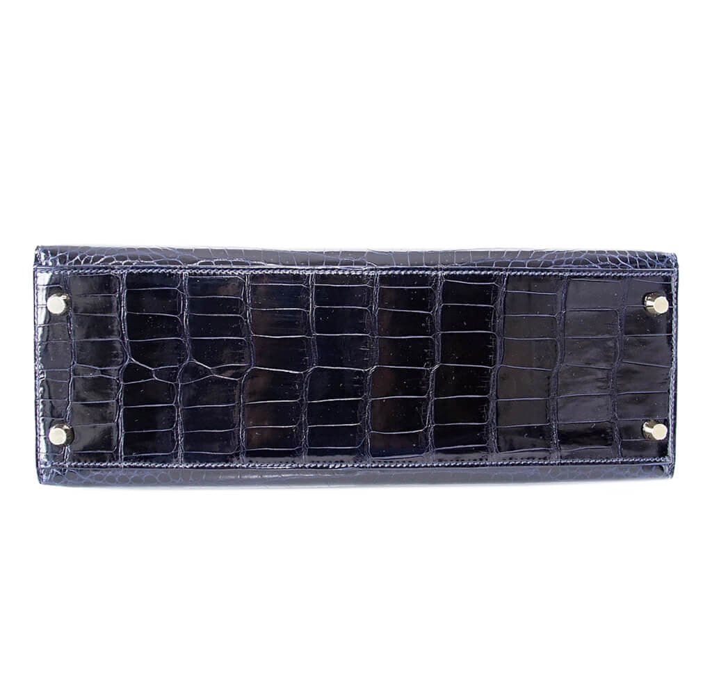 Hermès Crocodile Kelly Blue Marine Bag - Crowned Bag