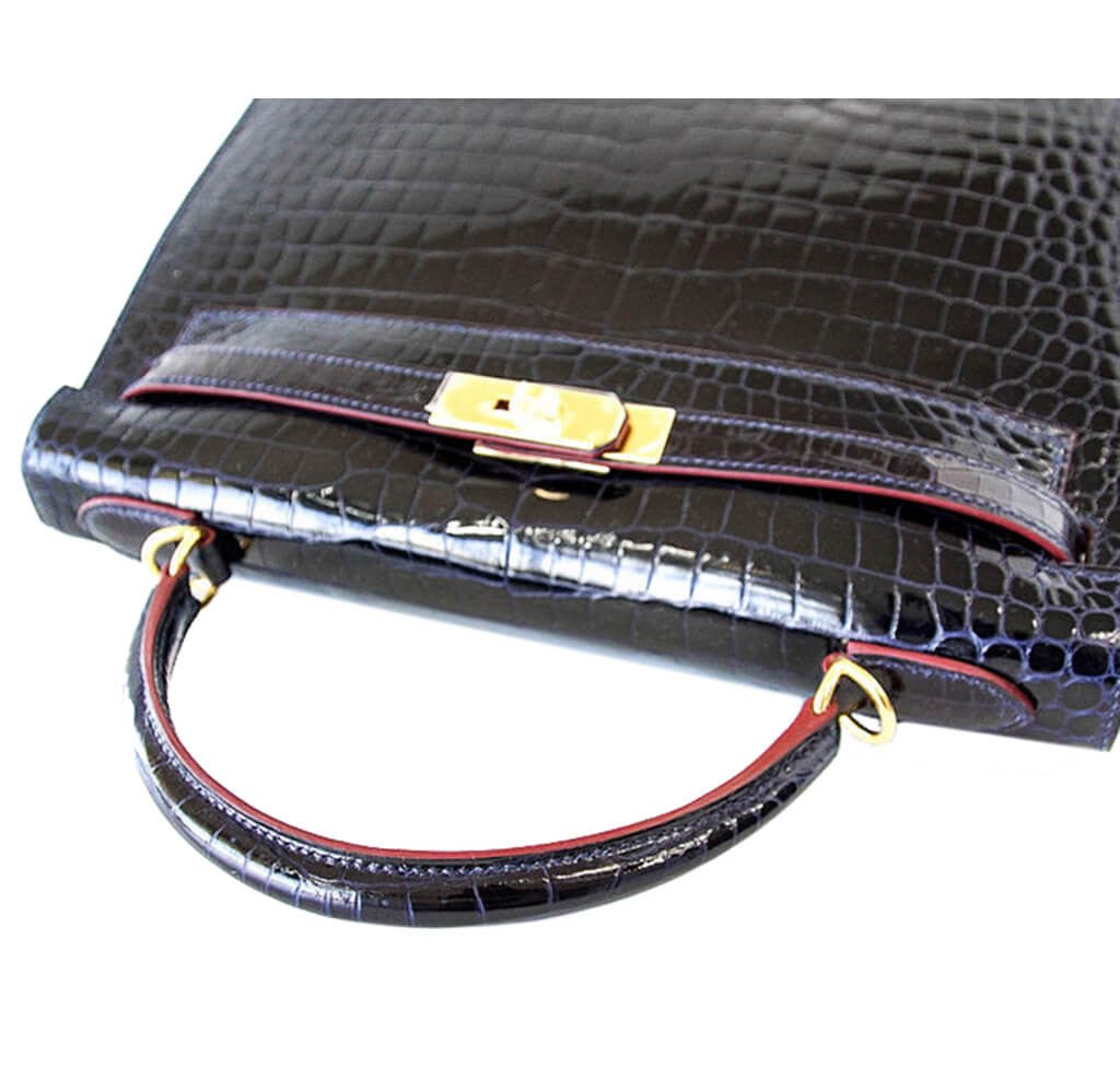 Hermès Crocodile Kelly Blue Marine Bag - Crowned Bag