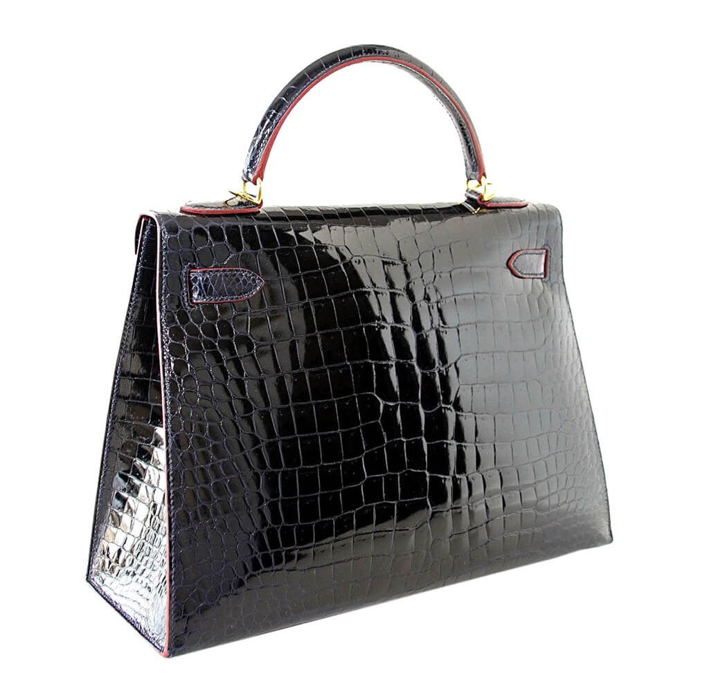 Hermès Crocodile Kelly Blue Marine Bag - Crowned Bag