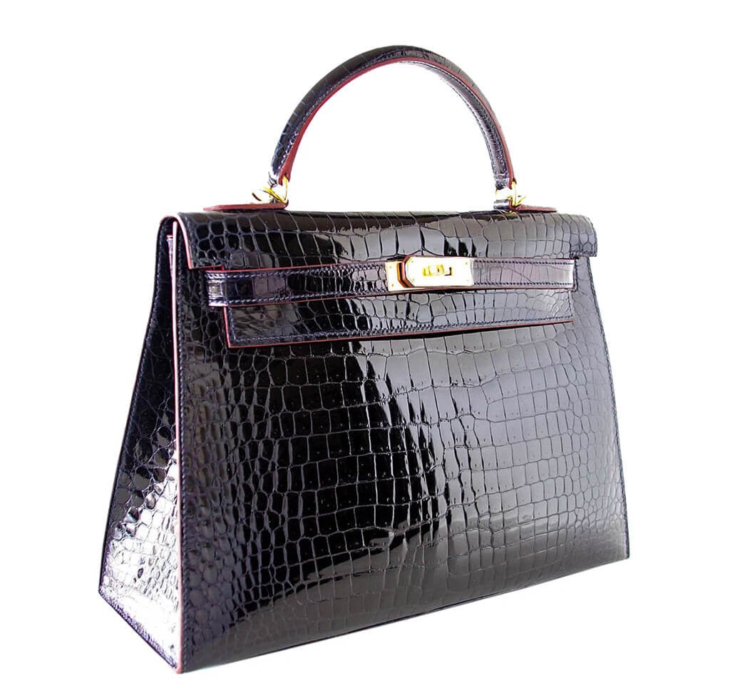 Hermès Crocodile Kelly Blue Marine Bag - Crowned Bag