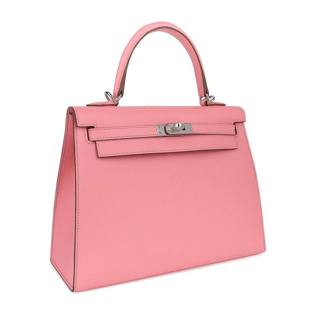 Hermès Kelly Sellier 25 Pink Rose Confetti Epsom PHW Bag Crowned Bag