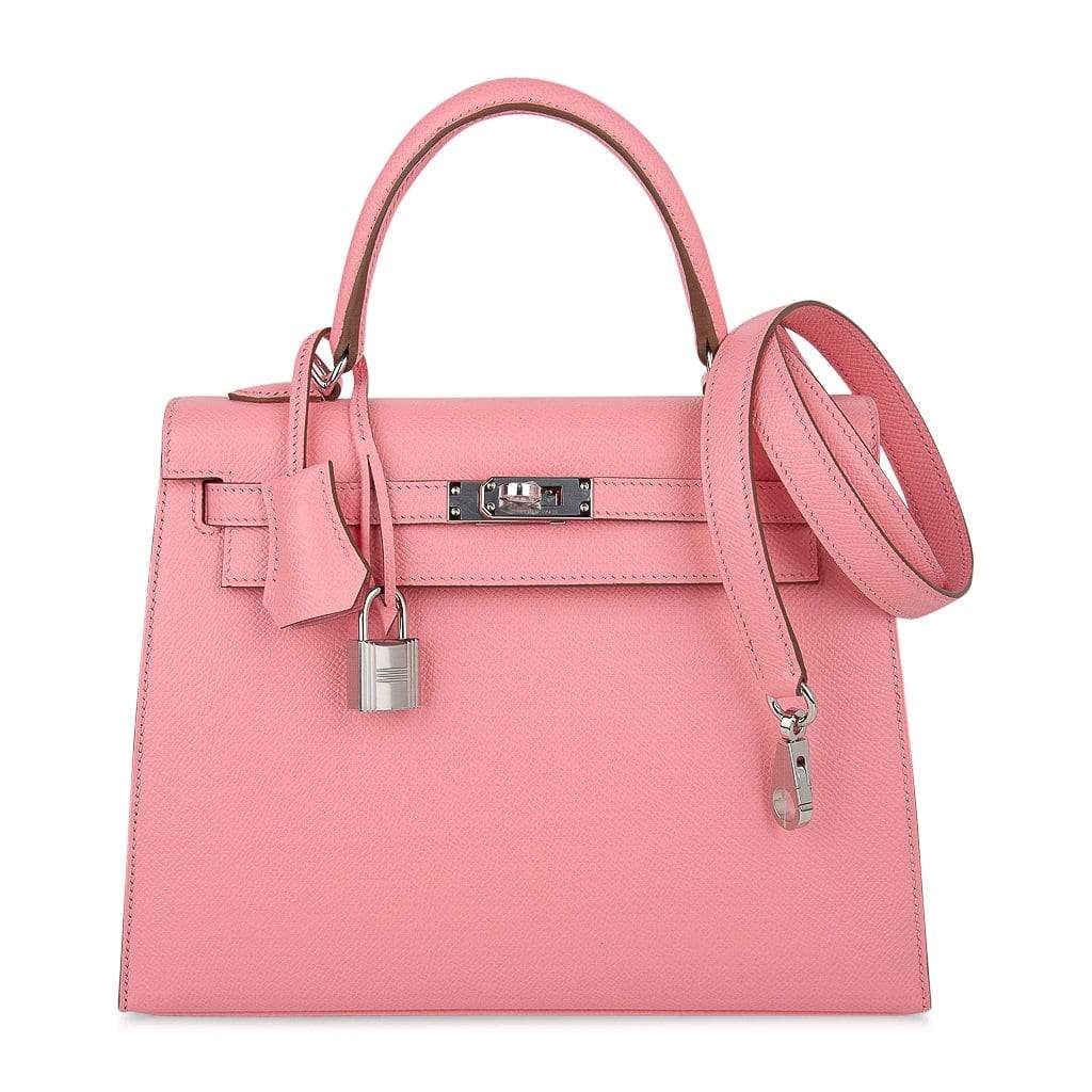 Hermès Kelly Sellier 25 Pink Rose Confetti Epsom PHW Bag Crowned Bag