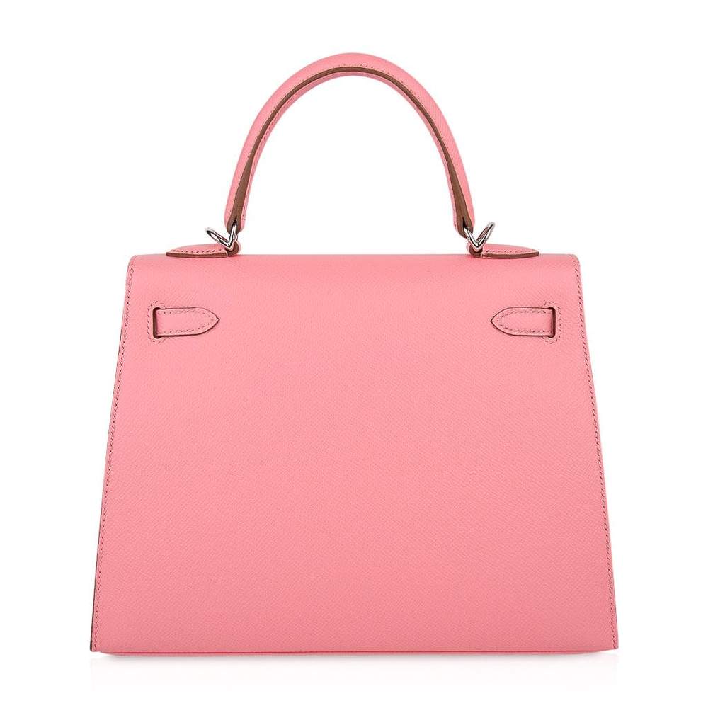 Hermès Kelly Sellier 25 Pink Rose Confetti Epsom PHW Bag Crowned Bag