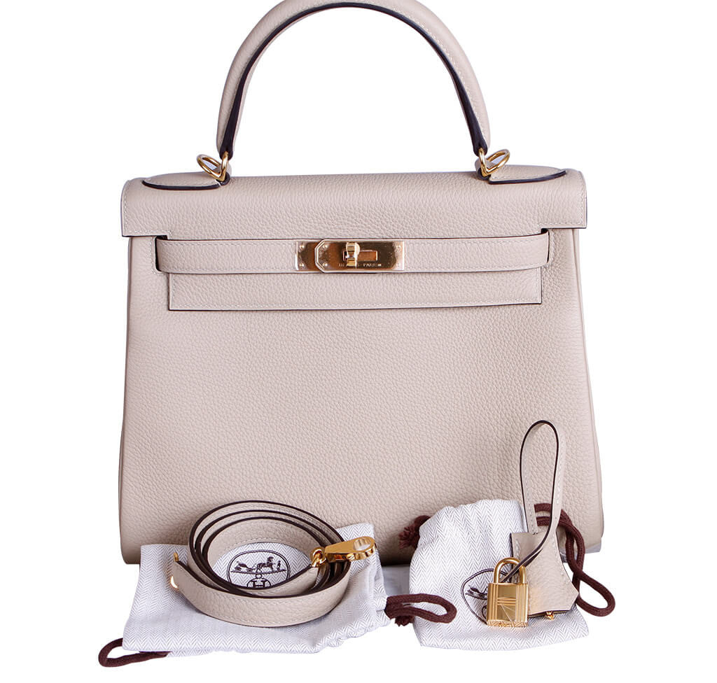 Hermès Kelly 28cm Togo Trench GHW Crowned Bag