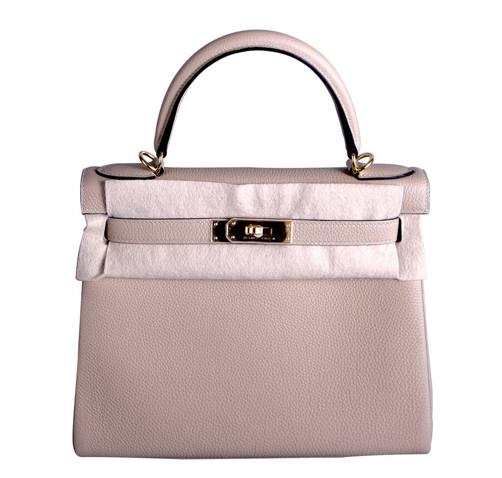 Hermès Kelly 28cm Togo Trench GHW Crowned Bag