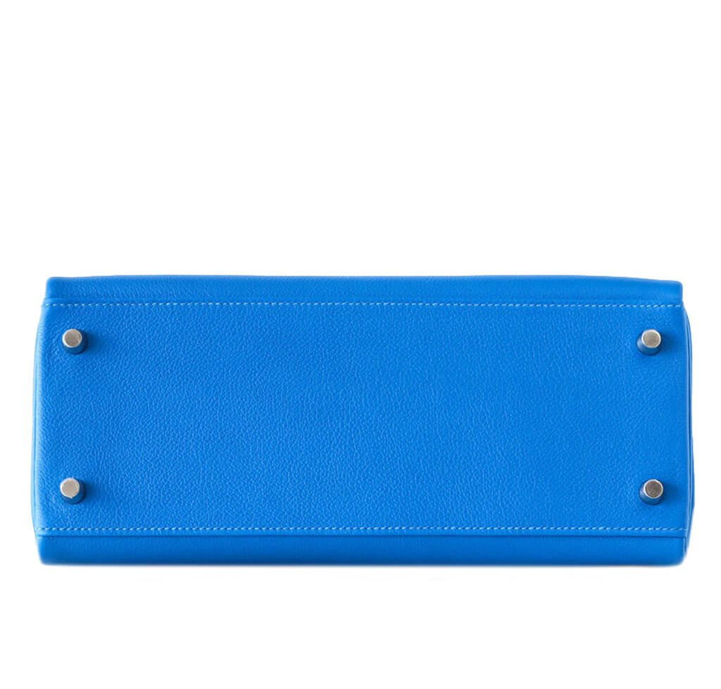 Hermès Kelly 28 Blue Hydra Evergrain - Crowned Bag