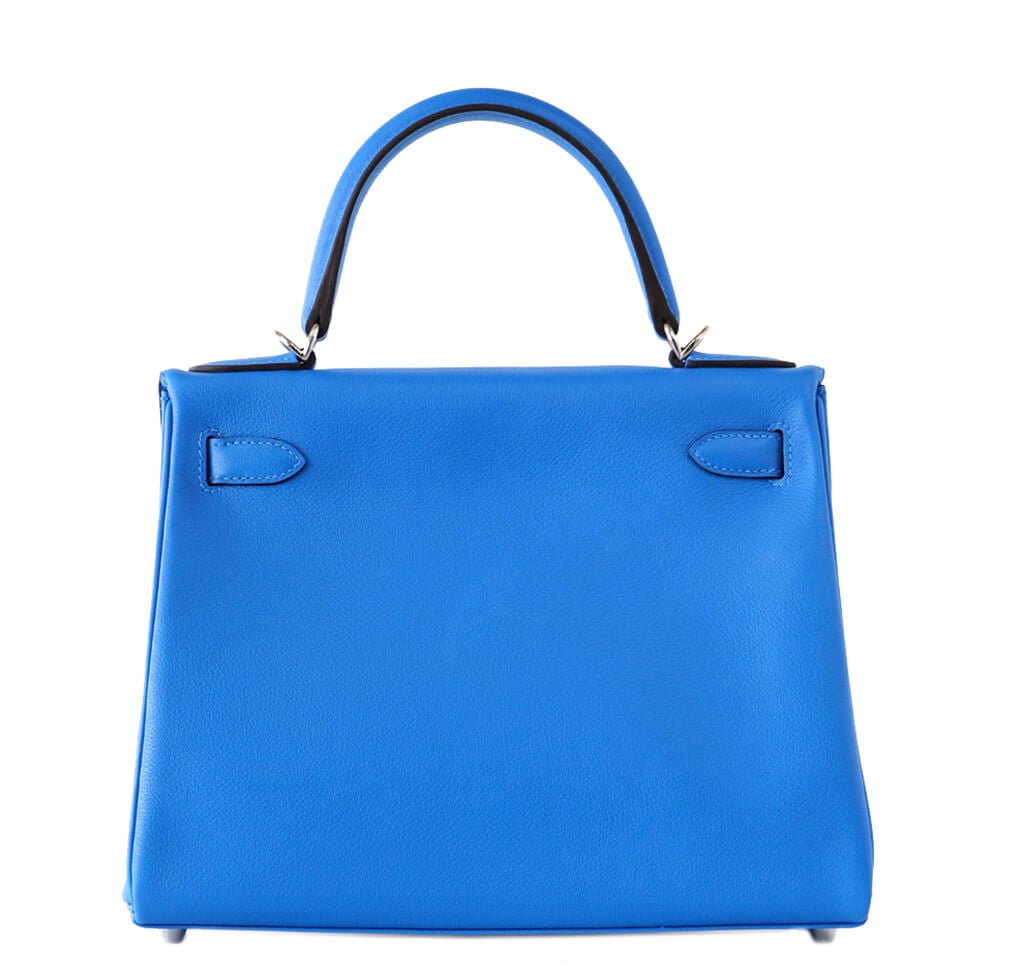 Hermès Kelly 28 Blue Hydra Evergrain - Crowned Bag
