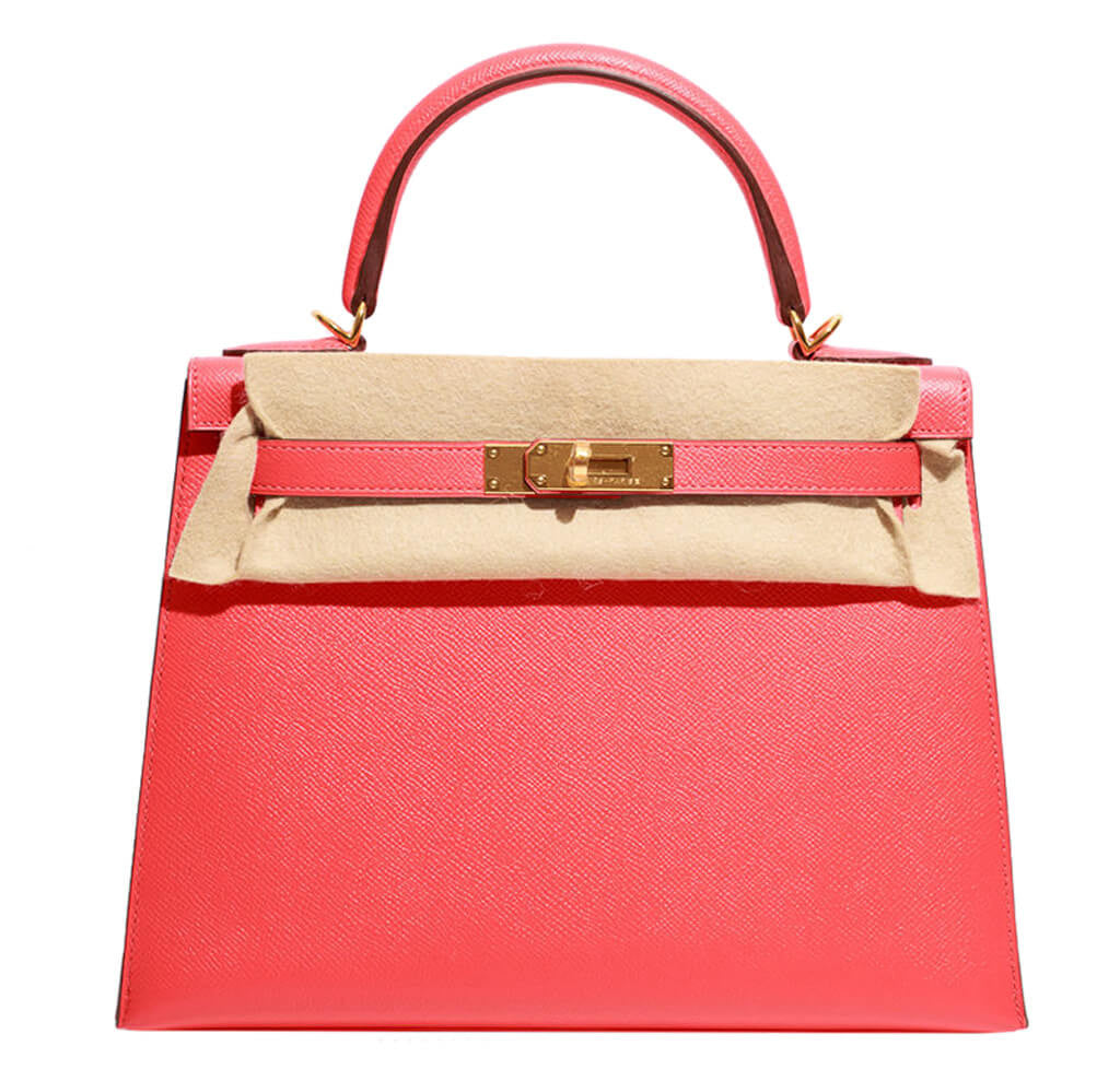 Hermès Epsom Kelly 28 Rose Jaipur Bag Crowned Bag