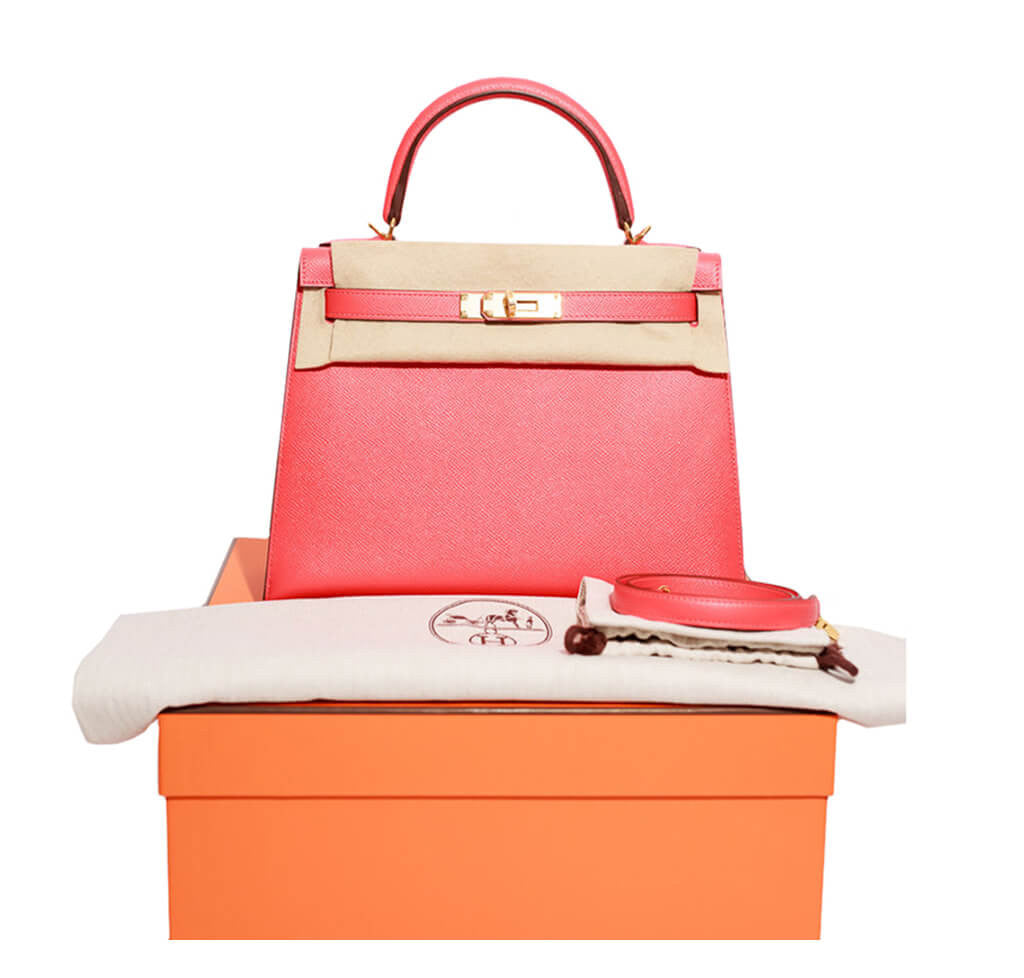 Hermès Epsom Kelly 28 Rose Jaipur Bag Crowned Bag