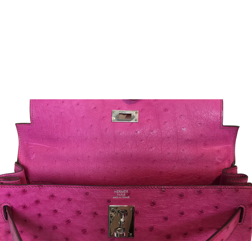 Hermès Kelly Ostrich Bag 32cm Pink Fuchsia Crowned Bag