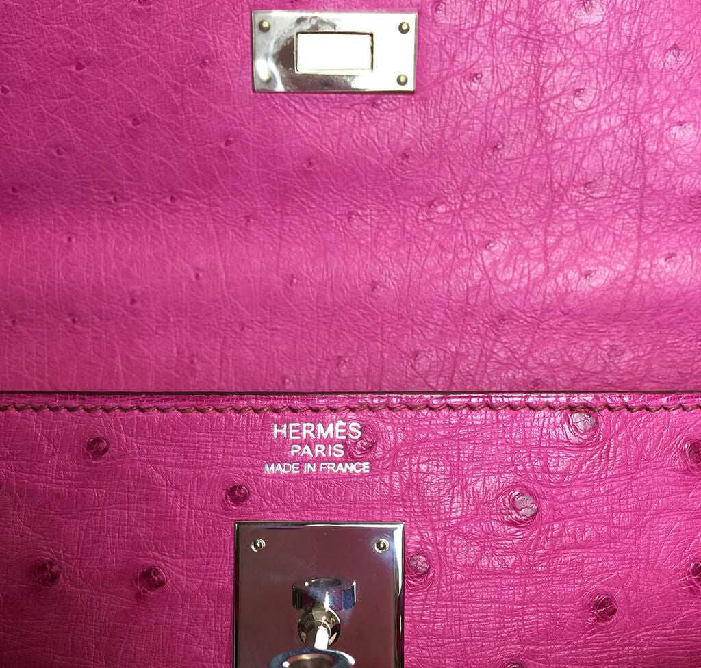 Hermès Kelly Ostrich Bag 32cm Pink Fuchsia Crowned Bag