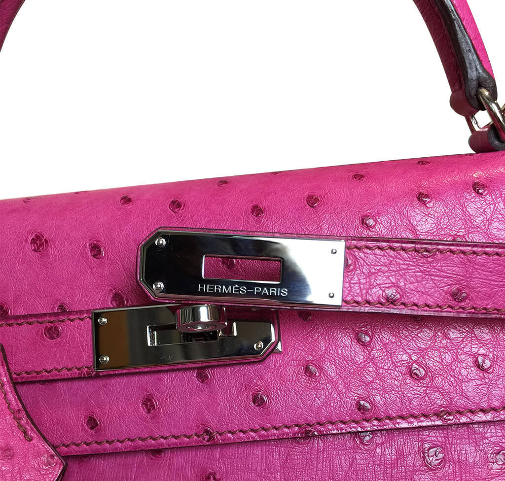 Hermès Kelly Ostrich Bag 32cm Pink Fuchsia Crowned Bag