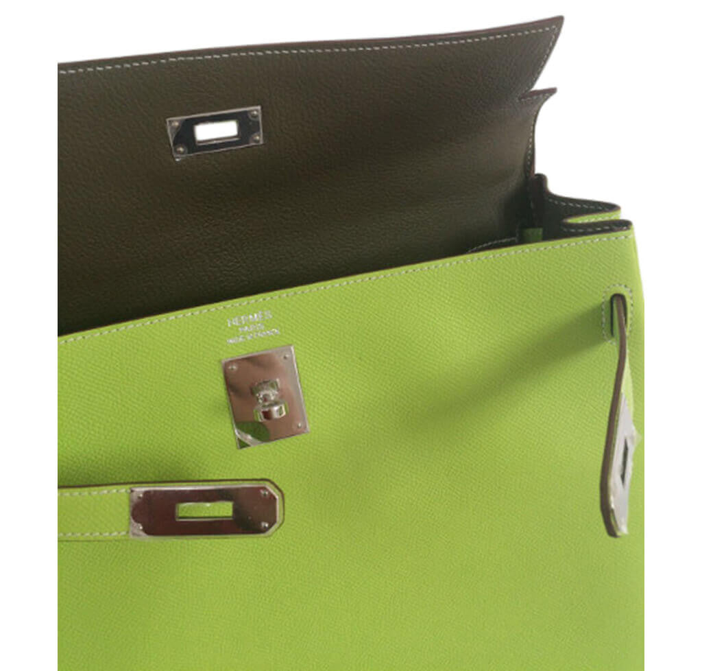 Hermès Candy Series Kelly 35cm Kiwi Crowned Bag