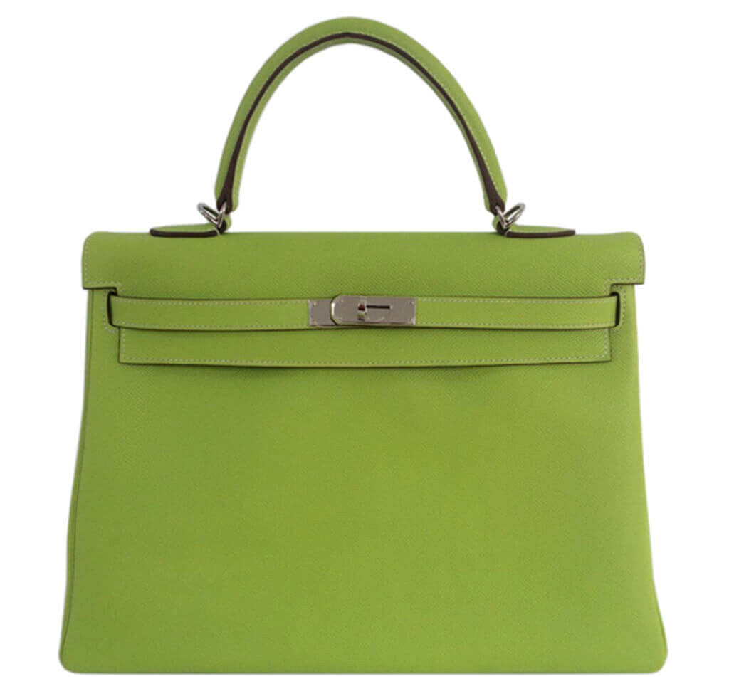 Hermès Candy Series Kelly 35cm Kiwi Crowned Bag