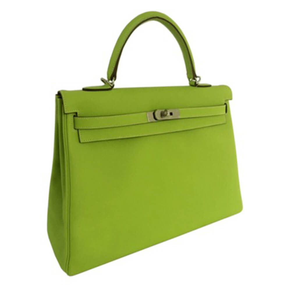 Hermès Candy Series Kelly 35cm Kiwi Crowned Bag
