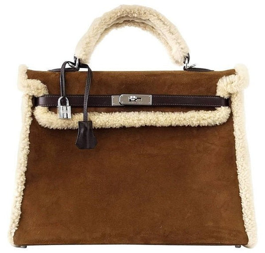 Hermès Kelly 35 Limited Edition Teddy Shearling Bag - Crowned Bag