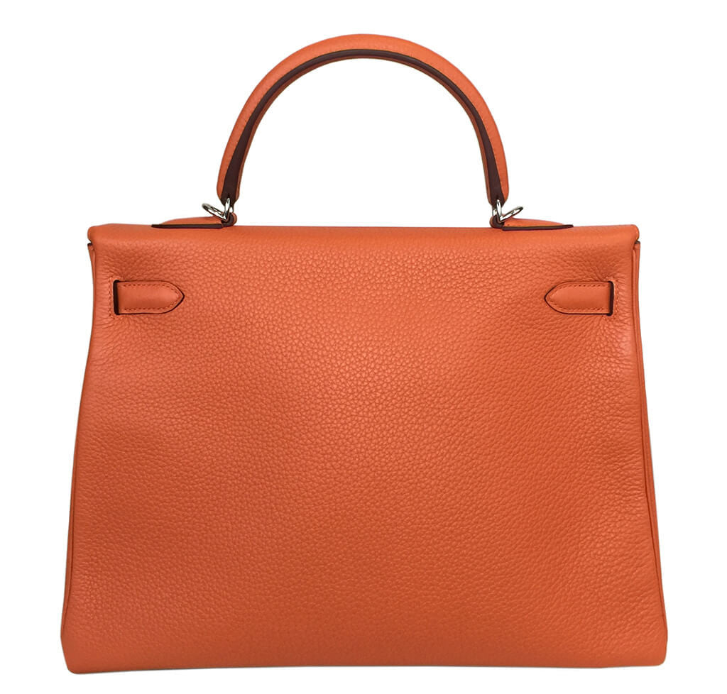 Hermès Orange Kelly Togo Bag 35cm Crowned Bag