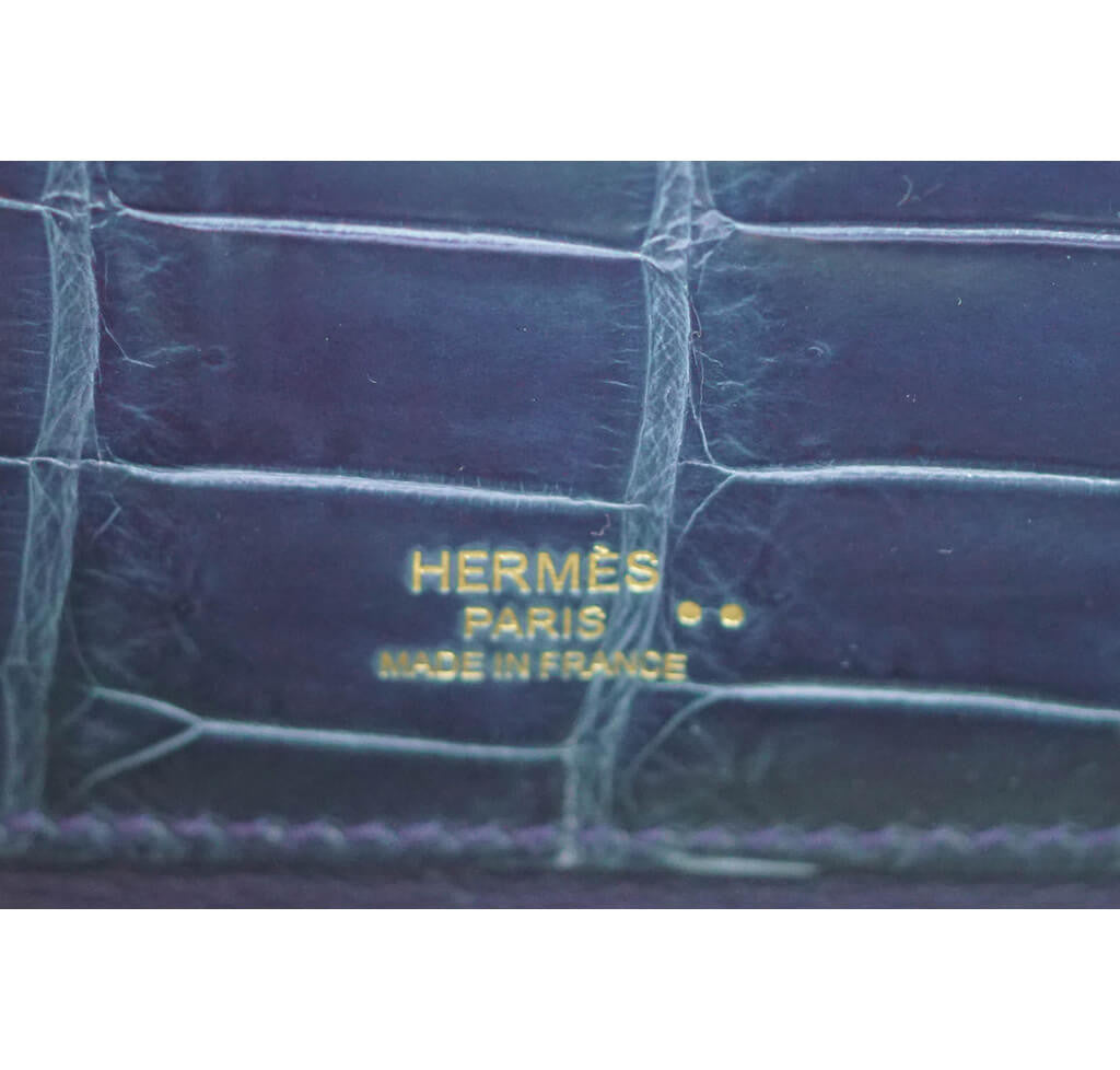Hermès Kelly Cut Bag Blue Colvert Crocodile Crowned Bag