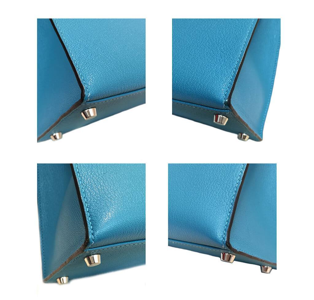 Hermès Kelly Sellier 28 Turquoise Bag PHW - Crowned Bag