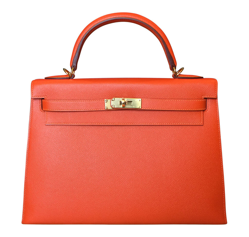 Hermès Sellier 32 Kelly Feu Epsom Bag GHW Crowned Bag