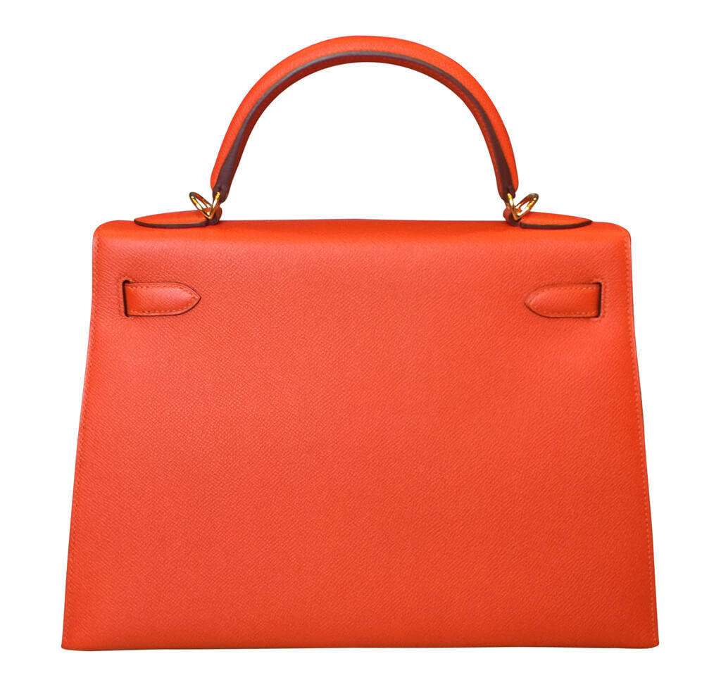 Hermès Sellier 32 Kelly Feu Epsom Bag GHW Crowned Bag