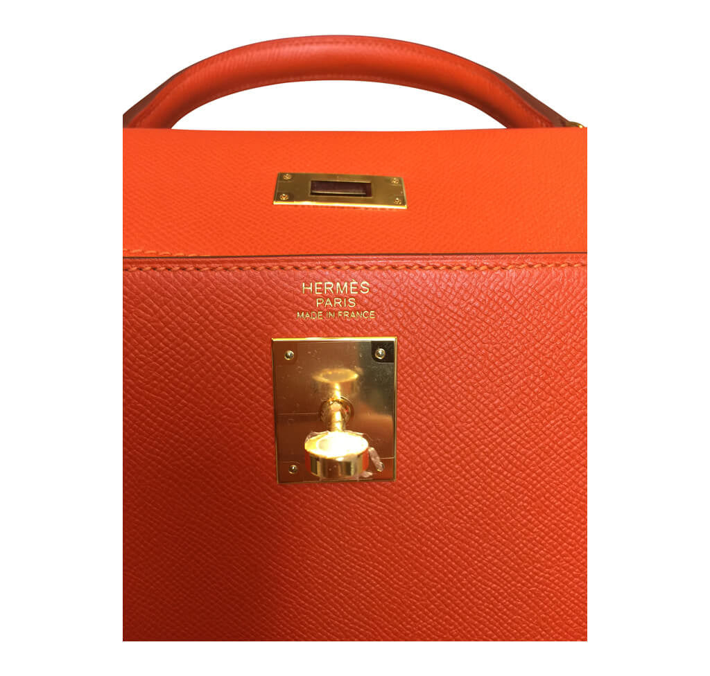Hermès Sellier 32 Kelly Feu Epsom Bag GHW Crowned Bag