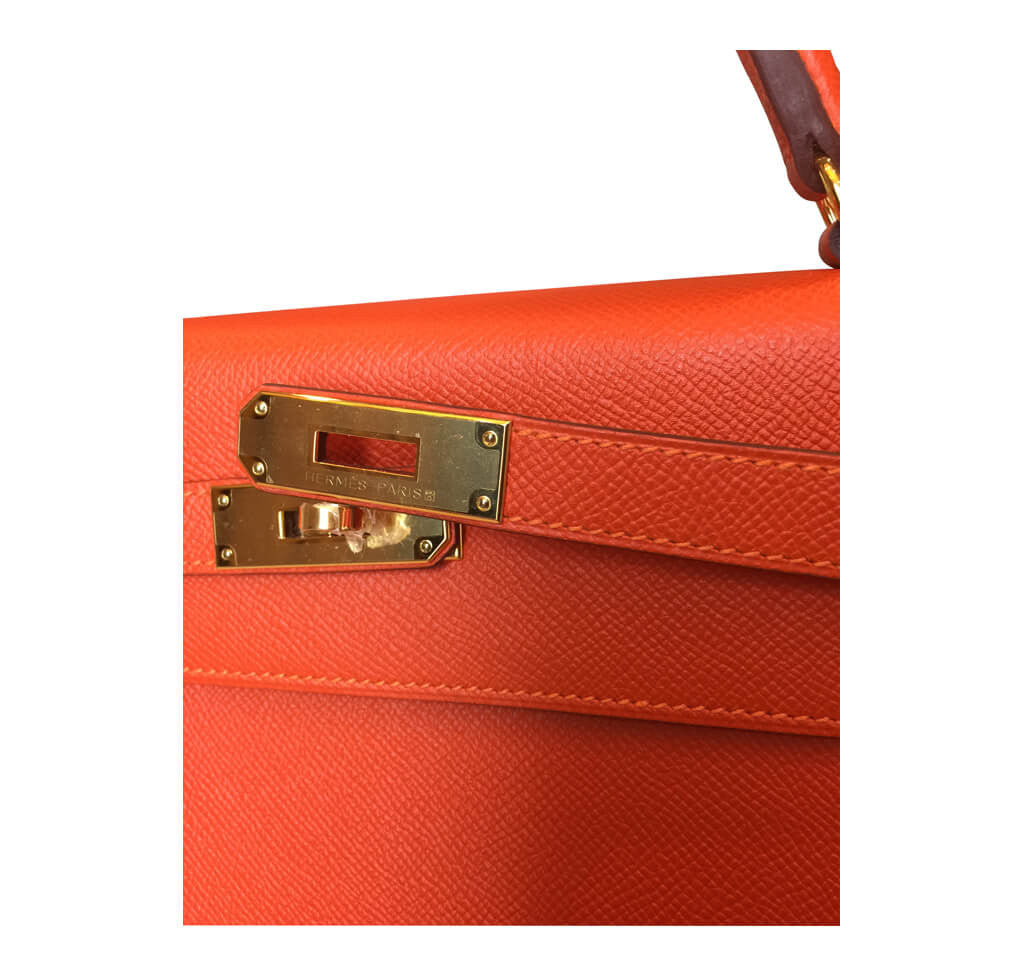 Hermès Sellier 32 Kelly Feu Epsom Bag GHW Crowned Bag
