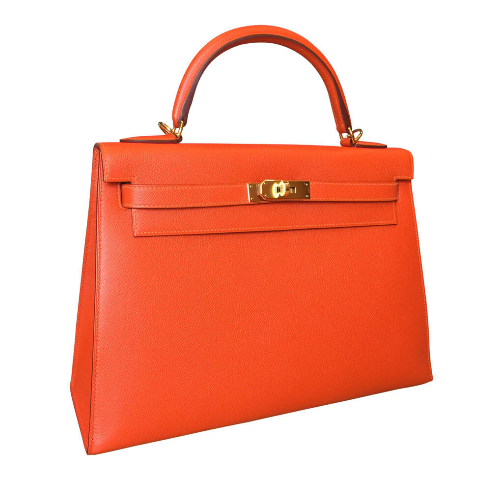 Hermès Sellier 32 Kelly Feu Epsom Bag GHW Crowned Bag