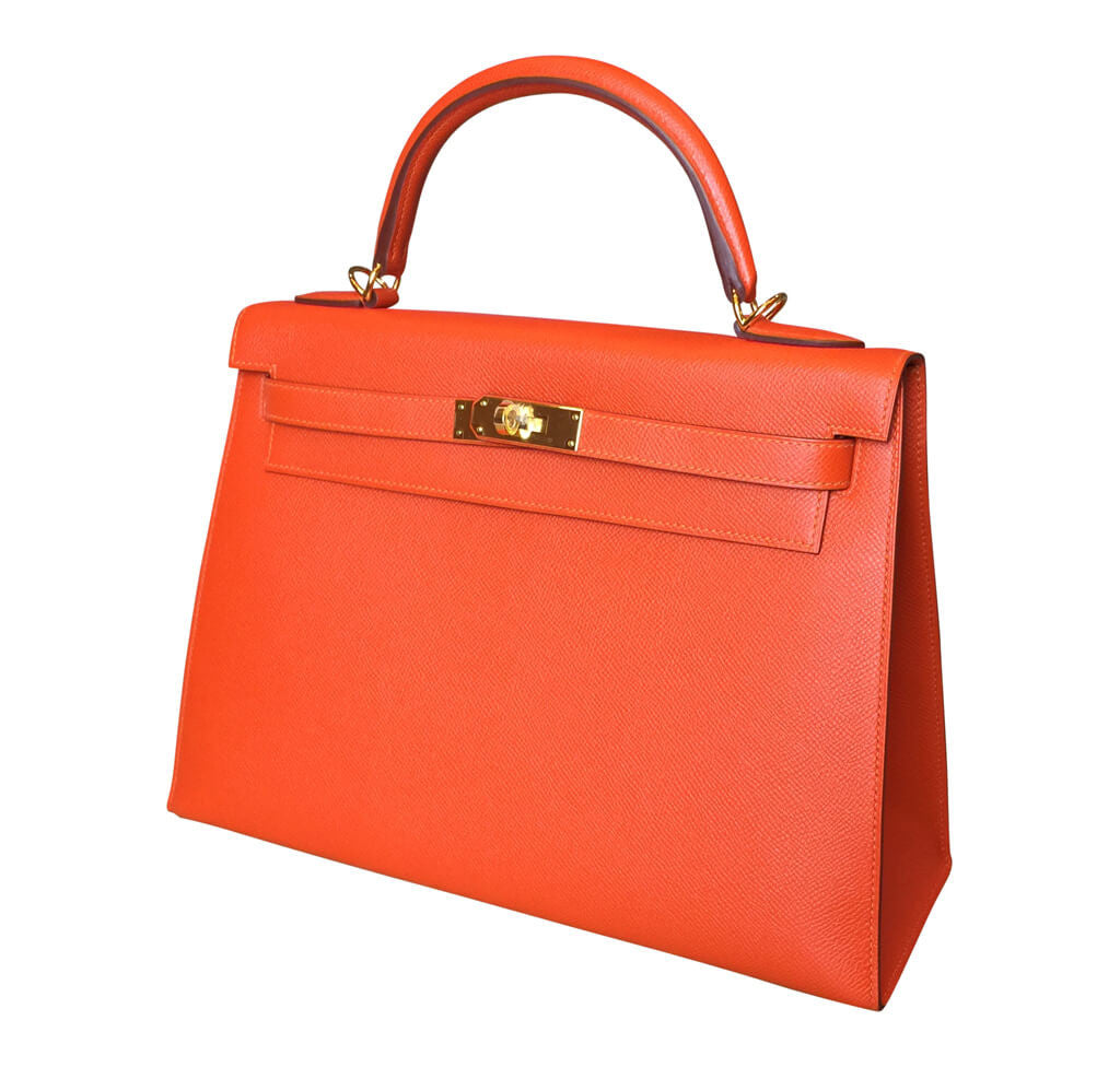 Hermès Sellier 32 Kelly Feu Epsom Bag GHW Crowned Bag