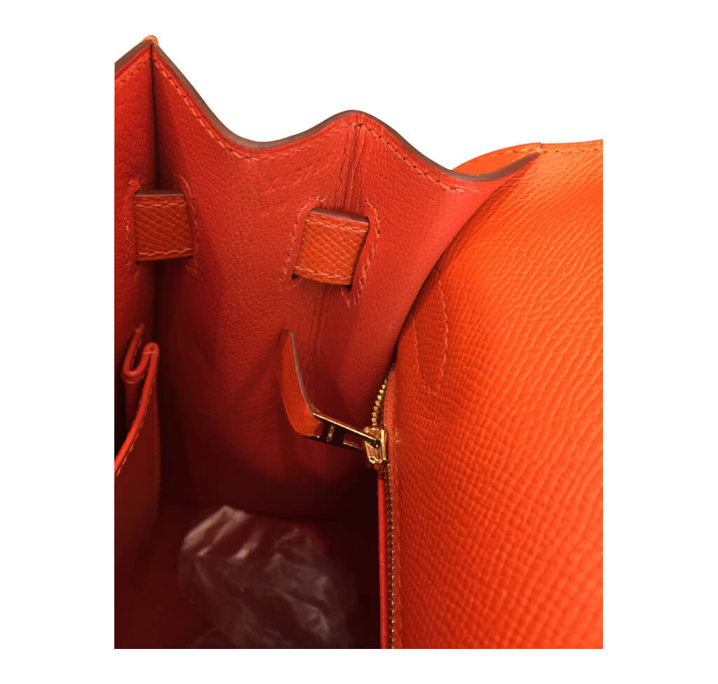 Hermès Sellier 32 Kelly Feu Epsom Bag GHW Crowned Bag