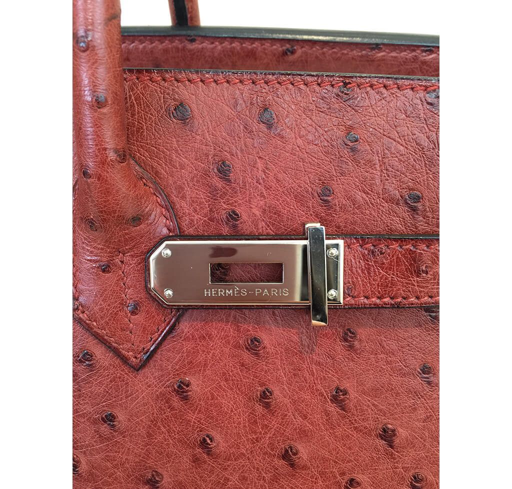 Hermès Ostrich Birkin 35 Rouge H Bag - Crowned Bag