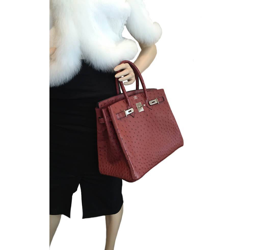 Hermès Ostrich Birkin 35 Rouge H Bag - Crowned Bag