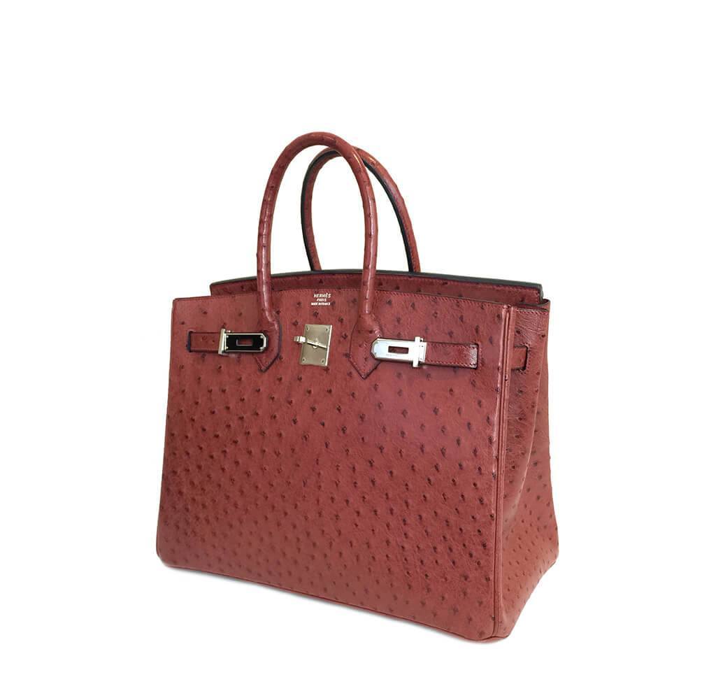 Hermès Ostrich Birkin 35 Rouge H Bag - Crowned Bag