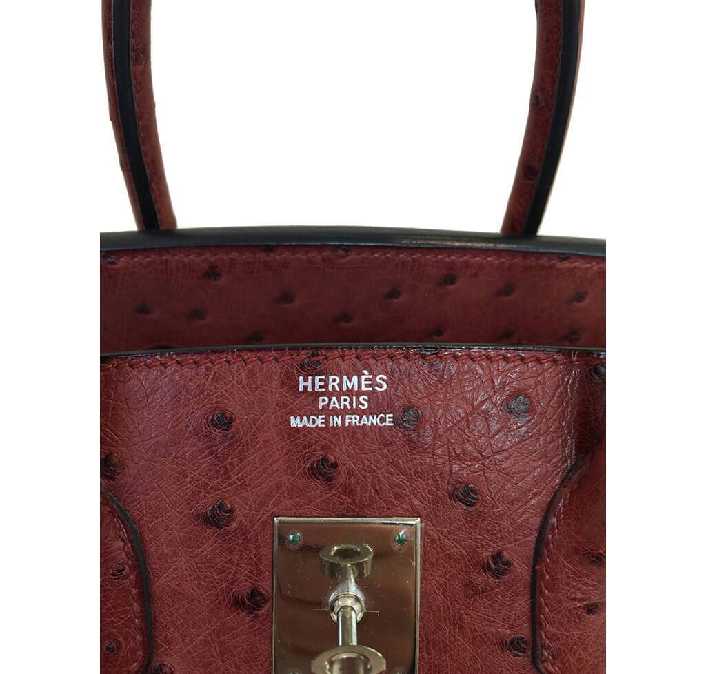 Hermès Ostrich Birkin 35 Rouge H Bag - Crowned Bag