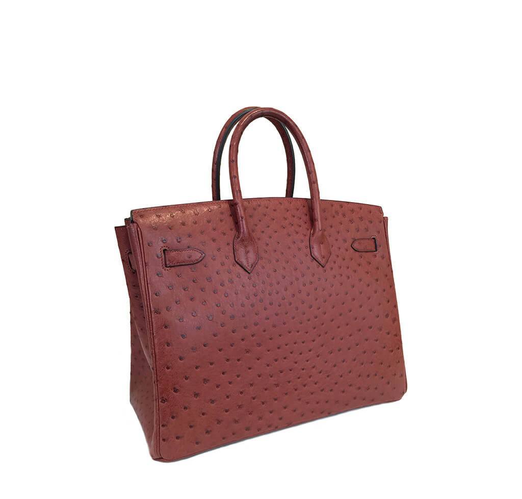 Hermès Ostrich Birkin 35 Rouge H Bag - Crowned Bag