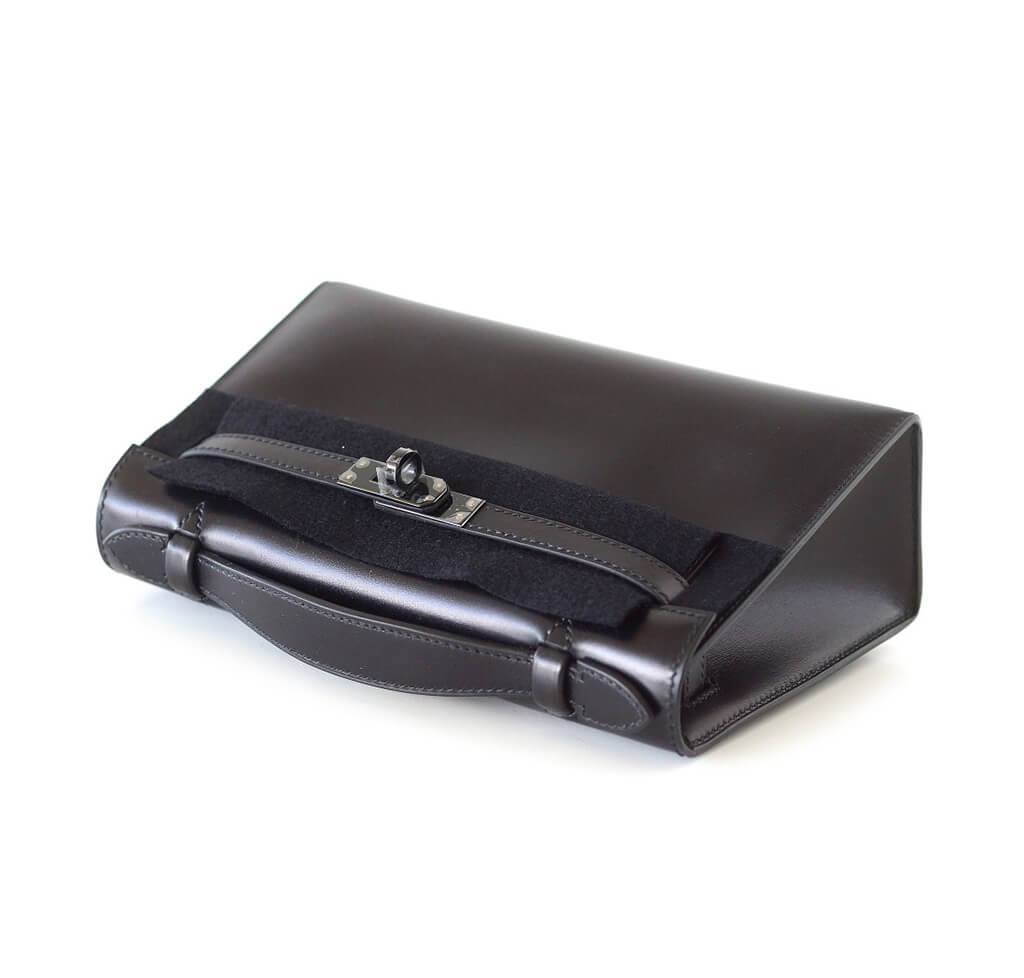 Hermès Pochette Kelly Black Special Order Bag - Crowned Bag