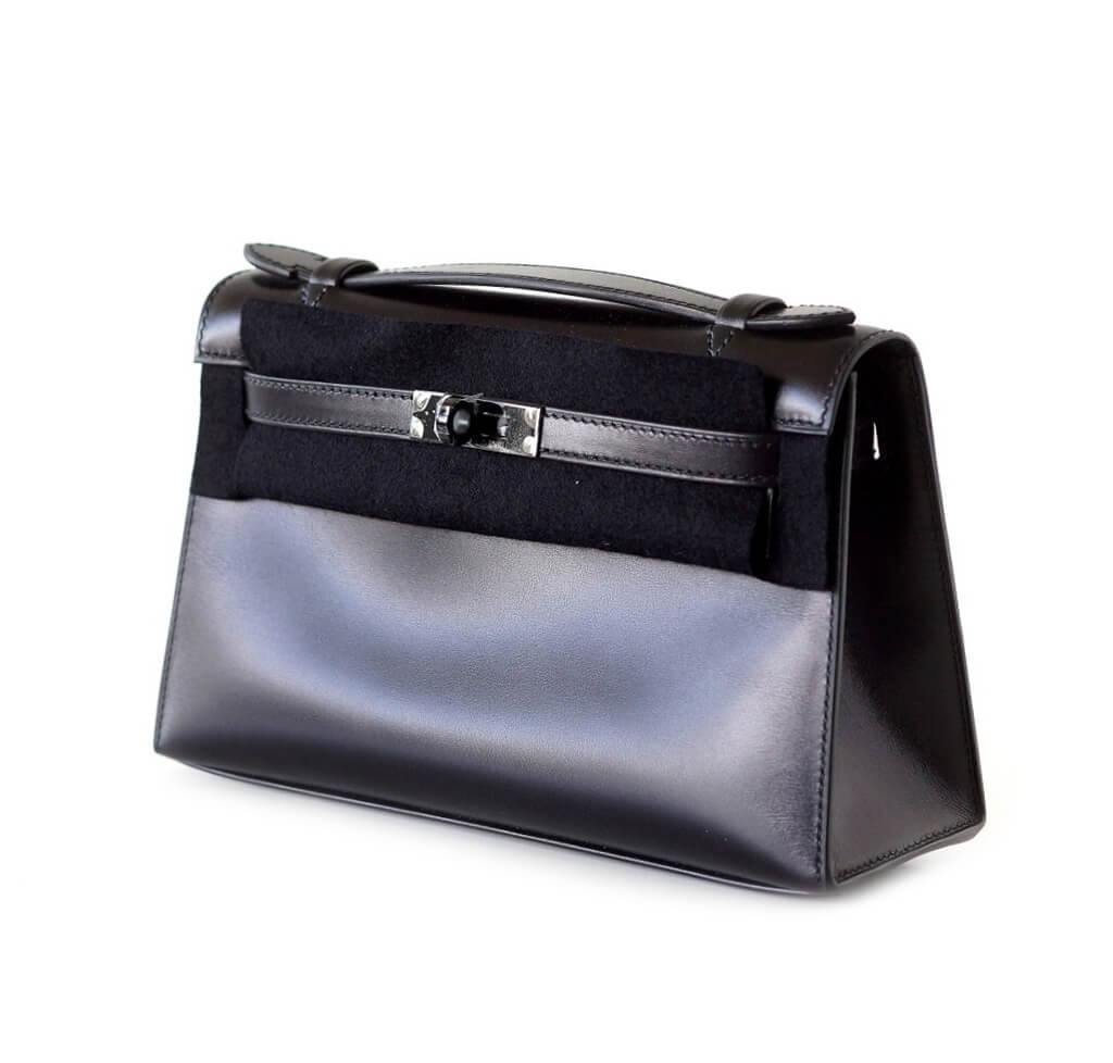 Hermès Pochette Kelly Black Special Order Bag - Crowned Bag