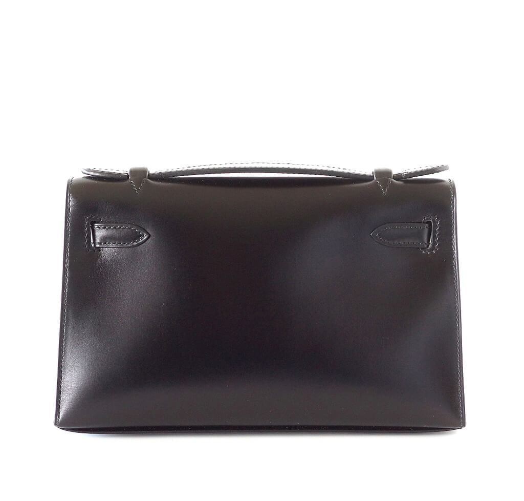Hermès Pochette Kelly Black Special Order Bag - Crowned Bag