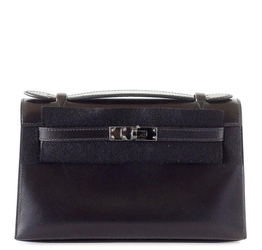 Hermès Pochette Kelly Black Special Order Bag - Crowned Bag