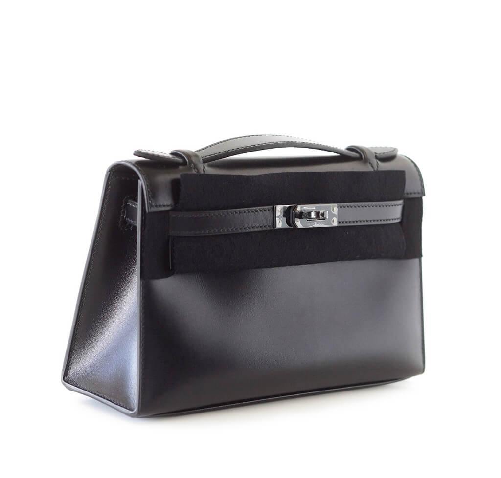 Hermès Pochette Kelly Black Special Order Bag - Crowned Bag