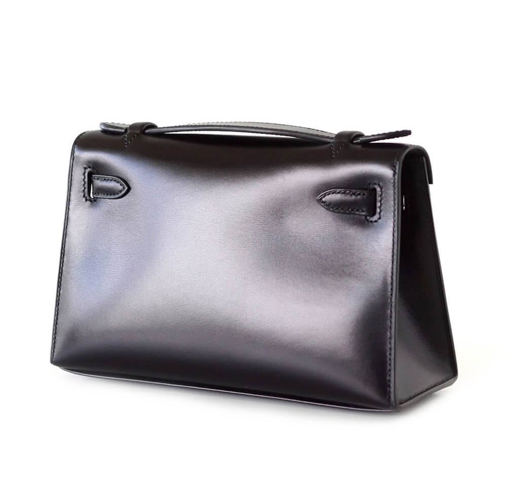 Hermès Pochette Kelly Black Special Order Bag - Crowned Bag