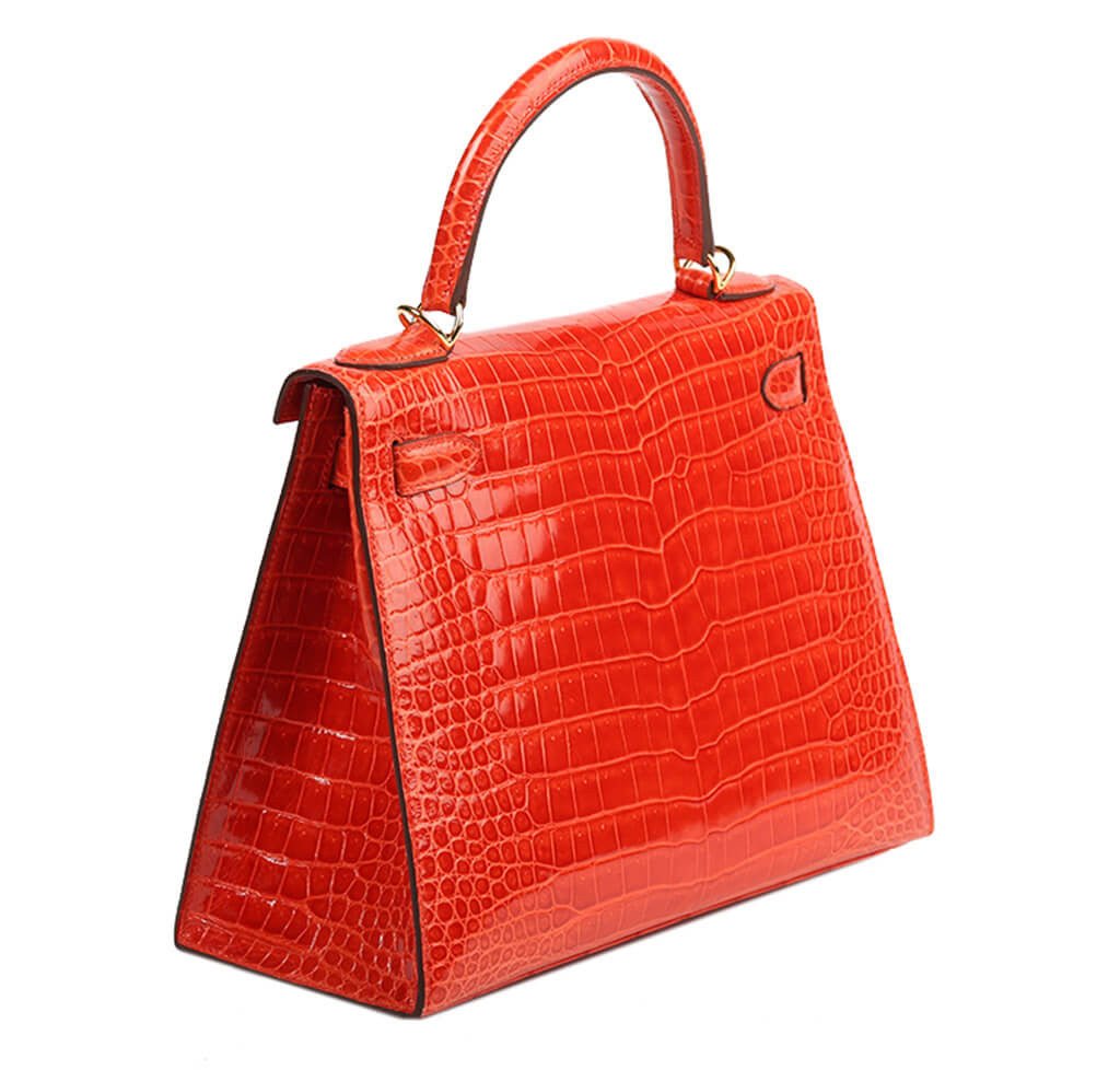 Hermès Porosus Crocodile Kelly 28 Geranium - Crowned Bag