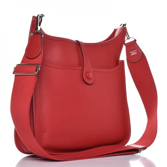 Hermés Clemence Evelyne III 29 Rouge Casaque Crowned Bag