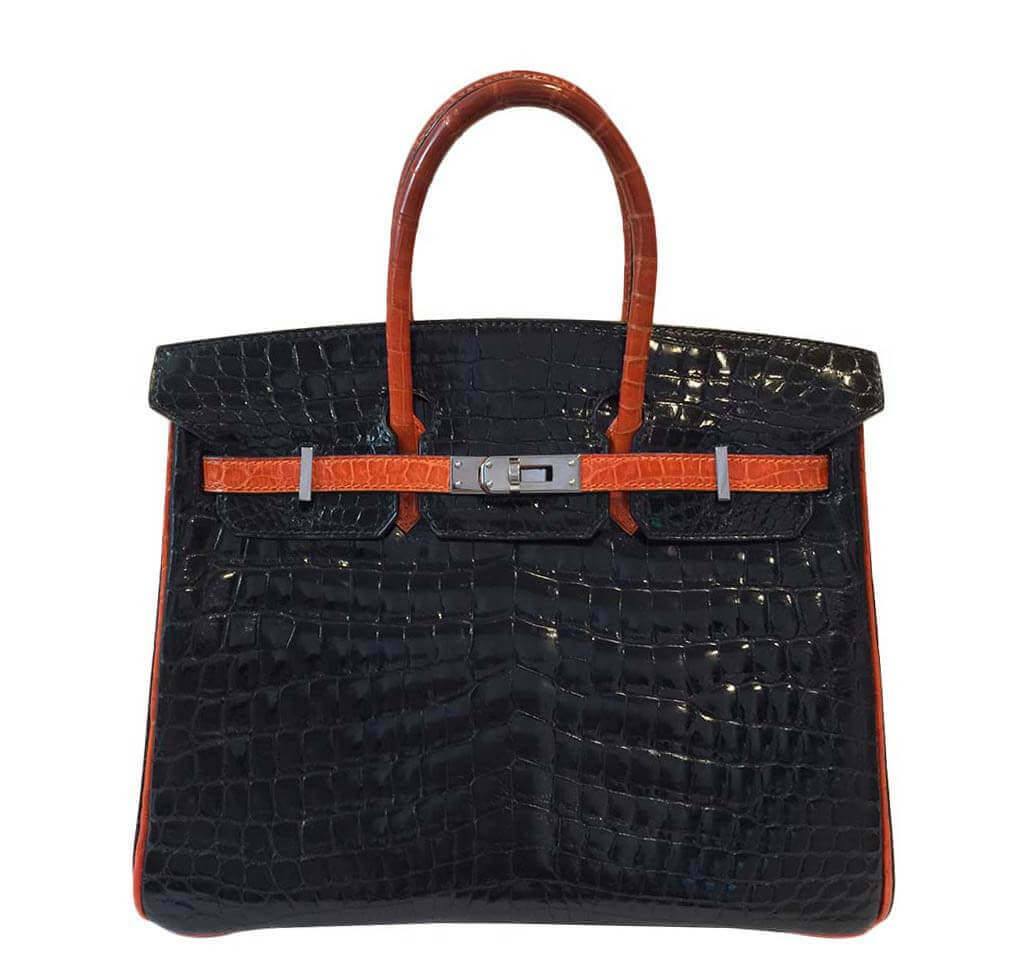 Hermès  Bi-Color Birkin Crocodile Bag 25cm Crowned Bag