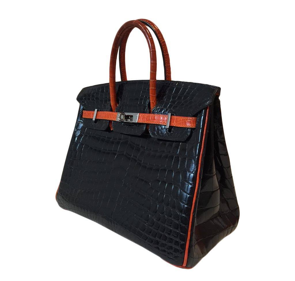 Hermès  Bi-Color Birkin Crocodile Bag 25cm Crowned Bag