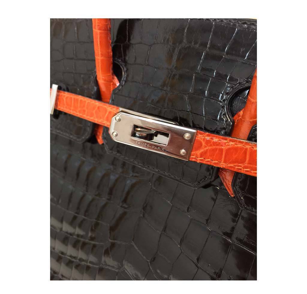 Hermès  Bi-Color Birkin Crocodile Bag 25cm Crowned Bag
