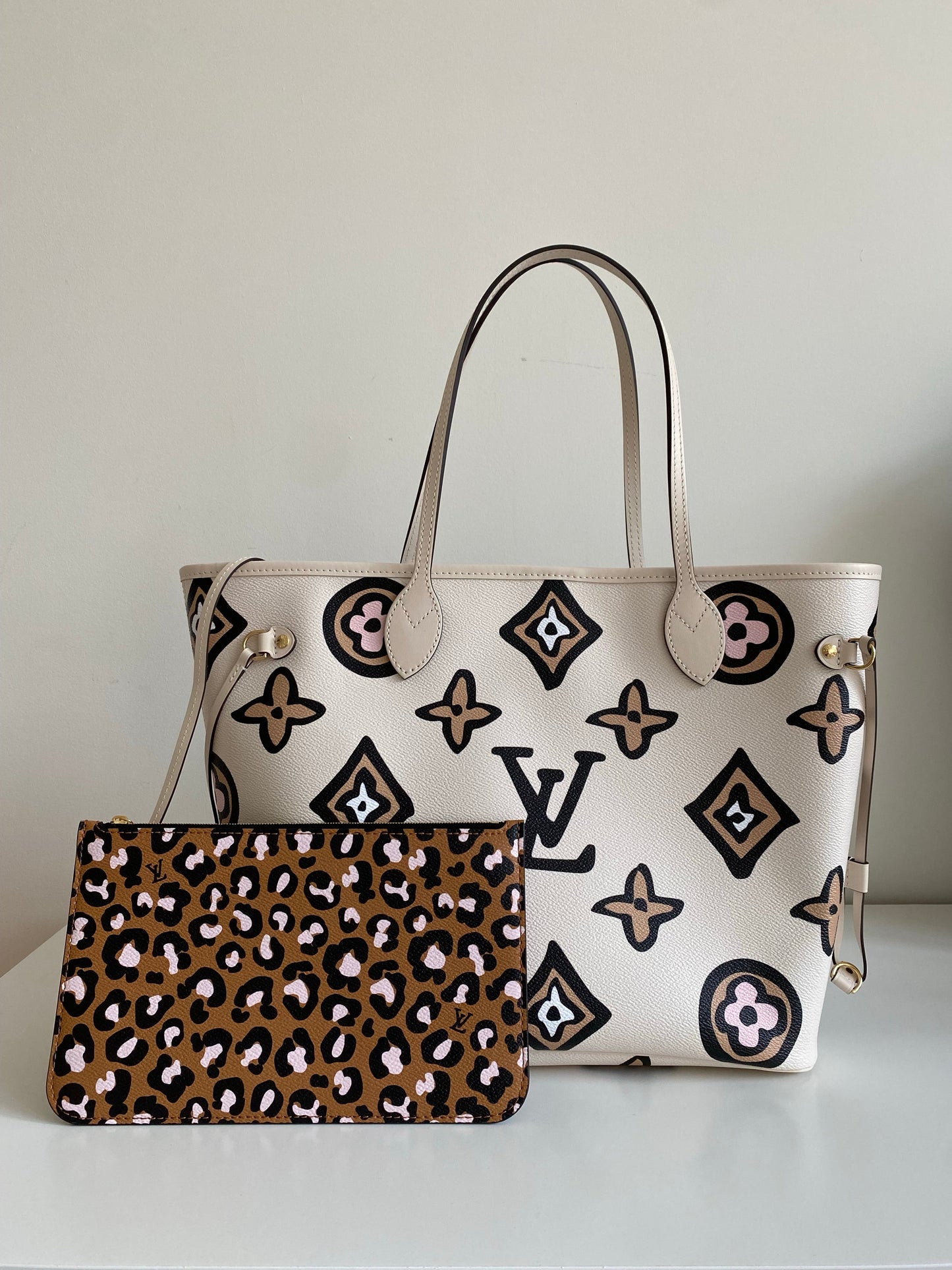 Louis Vuitton Neverfull MM Wild At Heart Monogram Canvas Tote M45819 Cream