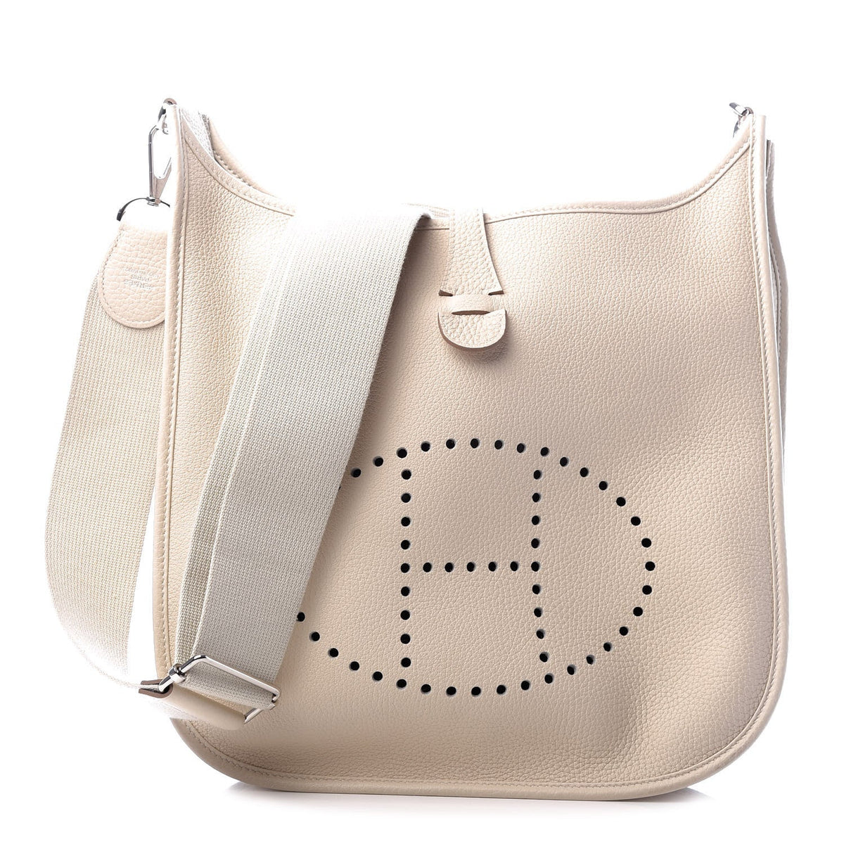 Hermes Clemence Evelyne III PM Nata White Crowned Bag