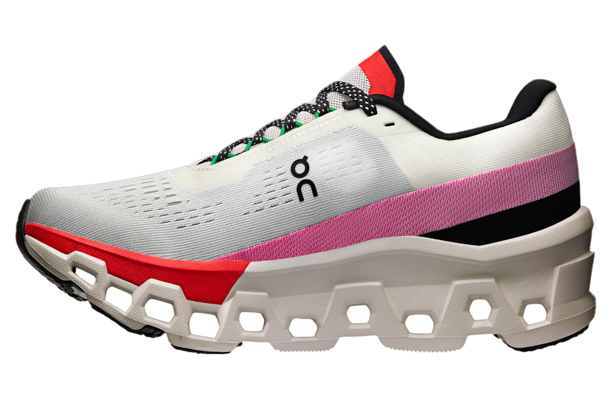 On Running Women's Cloudmonster 2 Shoes - Ivory / Red On Running